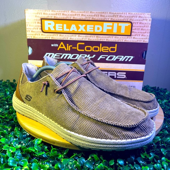 Skechers Other - 🔥 SKECHERS MELSON CORDUROY BROWN SLIP ON AIR COOLED MEMORY FOAM 21030 MEN SZ 11